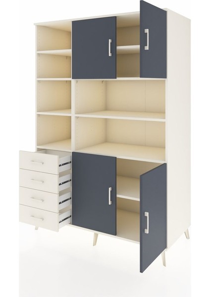 Kronos Dolap 9 Raflı 4 Çekmeceli 4 Kapaklı 132X59X195 Aytaşı-Antrasit/aytaşı modelleri