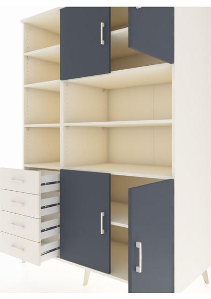 Kronos Dolap 9 Raflı 4 Çekmeceli 4 Kapaklı 132X59X195 Aytaşı-Antrasit/aytaşı fırsatları