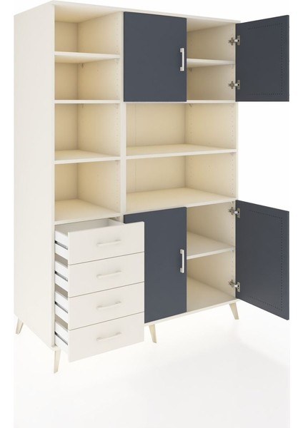 Kronos Dolap 9 Raflı 4 Çekmeceli 4 Kapaklı 132X59X195 Aytaşı-Antrasit/aytaşı indirimleri