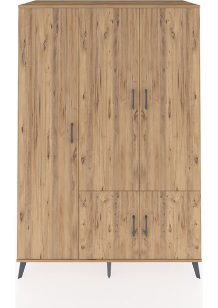 Kronos Dolap 7 Raflı 5 Kapaklı Tek Askılı 132X59X195 Çam-Çam/antrasit