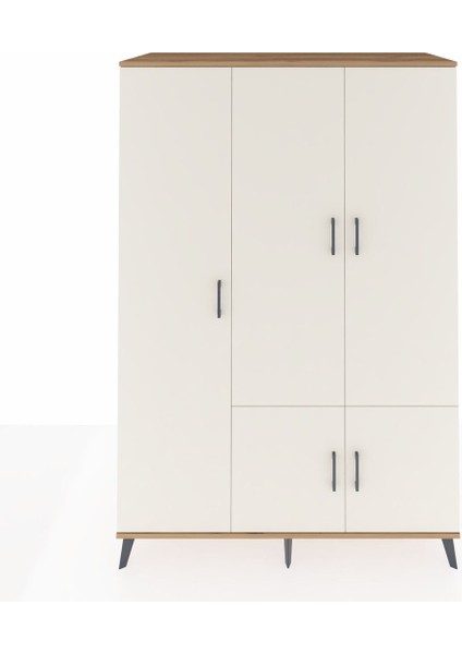 Kronos Dolap 7 Raflı 5 Kapaklı Tek Askılı 132X59X195 Çam-Aytaşı/çam