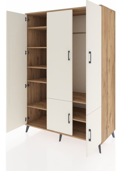 Kronos Dolap 7 Raflı 5 Kapaklı Tek Askılı 132X59X195 Çam-Aytaşı/çam modelleri