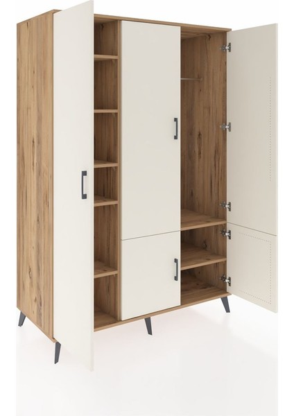 Kronos Dolap 7 Raflı 5 Kapaklı Tek Askılı 132X59X195 Çam-Aytaşı/çam indirimleri