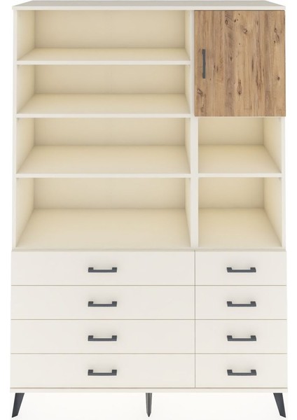 Hyperion Dolap 8 Raflı 8 Çekmeceli Tek Kapaklı 132X44X195 Aytaşı-Çam/aytaşı