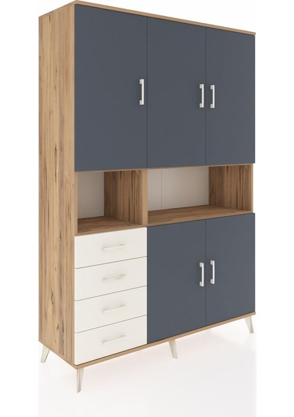 Hyperion Dolap 7 Raflı 4 Çekmeceli 5 Kapaklı 132X44X195 Çam-Antrasit/aytaşı fiyatları