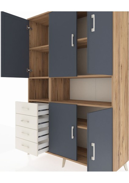 Hyperion Dolap 7 Raflı 4 Çekmeceli 5 Kapaklı 132X44X195 Çam-Antrasit/aytaşı fırsatları