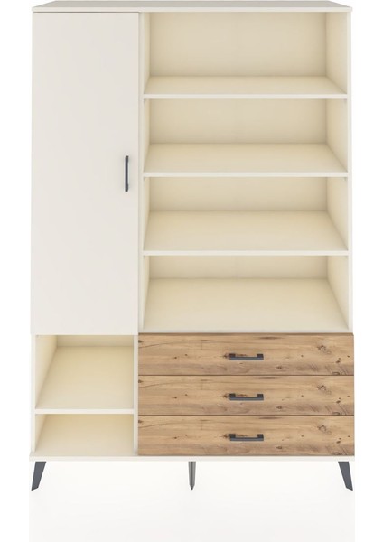 Hyperion Dolap 9 Raflı 3 Çekmeceli Tek Kapaklı 132X44X195 Aytaşı-Aytaşı/çam