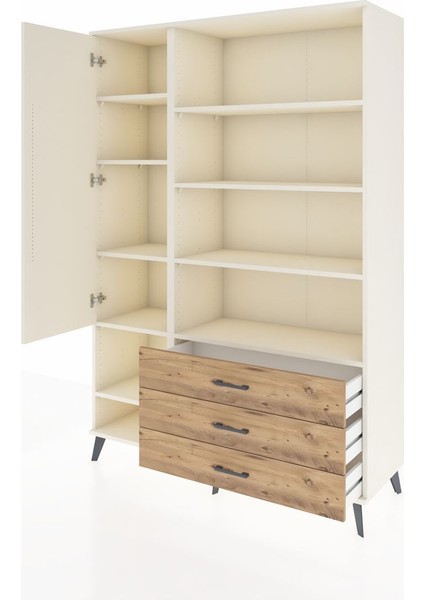 Hyperion Dolap 9 Raflı 3 Çekmeceli Tek Kapaklı 132X44X195 Aytaşı-Aytaşı/çam modelleri