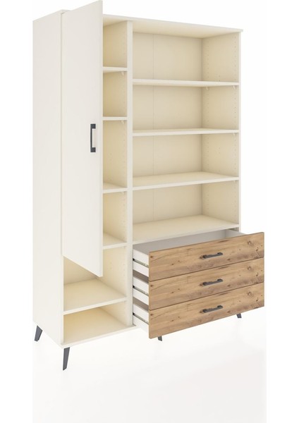 Hyperion Dolap 9 Raflı 3 Çekmeceli Tek Kapaklı 132X44X195 Aytaşı-Aytaşı/çam indirimleri