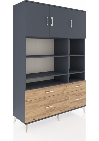 Hyperion Dolap 10 Raflı 4 Çekmeceli 3 Kapaklı 132X44X195 Antrasit-Antrasit/çam fiyatları