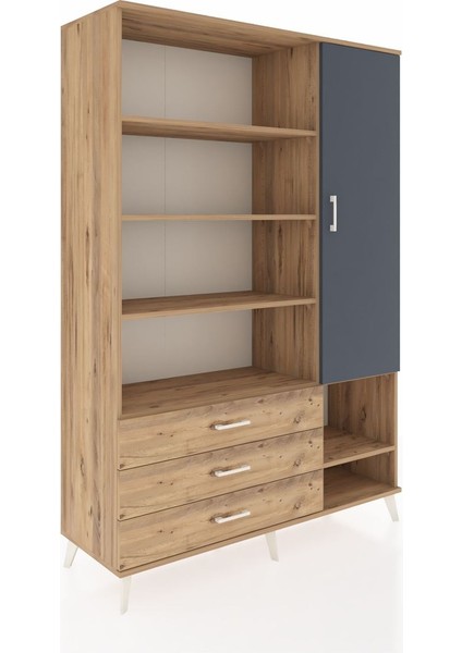 Hyperion Dolap 9 Raflı 3 Çekmeceli Tek Kapaklı 132X44X195 Çam-Antrasit/çam fiyatları