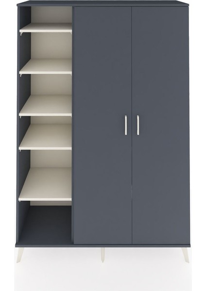 Hyperion Dolap 7 Raflı 2 Kapaklı Tek Askılı 132X44X195 Antrasit-Antrasit/aytaşı