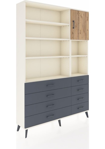 Arges Dolap 8 Raflı 8 Çekmeceli Tek Kapaklı 132X30X195 Aytaşı-Çam/antrasit fiyatları