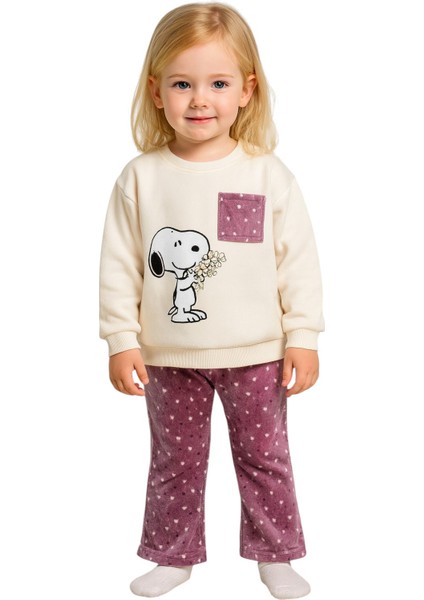 Çiçekli Kadife Taytlı Kışlık Çocuk Taytlı Takım fırsatları