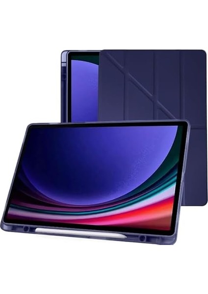 Galaxy Tab S9+ Fe Plus 12.4 Inç Uyumlu Smart Kılıf, S Pen Kalemlikli, Trifold, Esnek, Mat, Origami, Darbeye Tam Dayanıklı Tablet Kılıfı (Lacivert) fiyatları