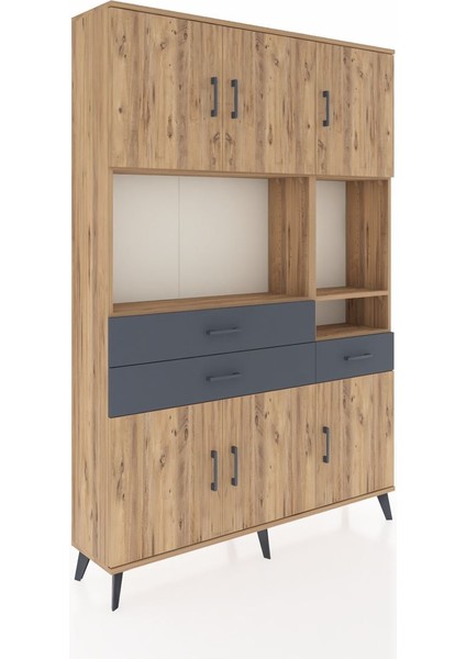 Arges Dolap 9 Raflı 3 Çekmeceli 6 Kapaklı 132X30X195 Çam-Çam/antrasit fiyatları