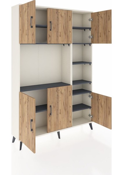 Arges Dolap 10 Raflı 6 Kapaklı 132X30X195 Aytaşı-Çam/antrasit indirimleri