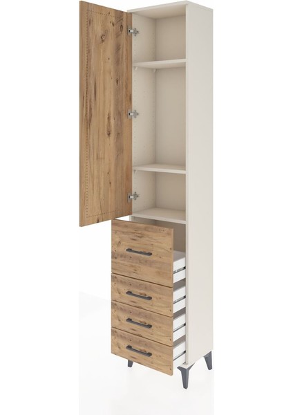 Arges Dolap 3 Raflı 4 Çekmeceli Tek Kapaklı 44X30X221 Aytaşı-Çam fırsatları