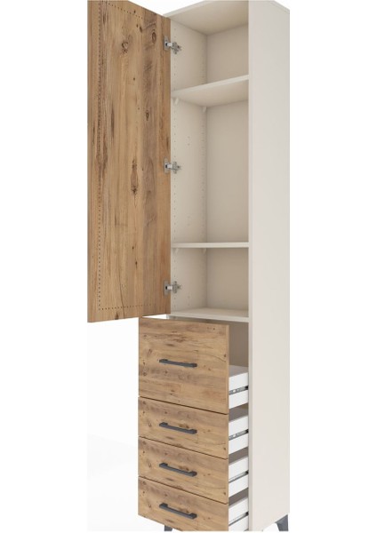 Arges Dolap 3 Raflı 4 Çekmeceli Tek Kapaklı 44X30X221 Aytaşı-Çam indirimleri