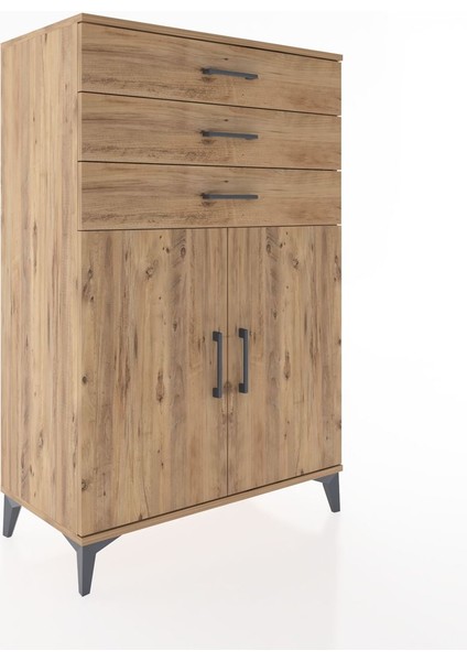 Hyperion Dolap Tek Raflı 3 Çekmeceli 2 Kapaklı 88X44X134 Çam-Çam fiyatları