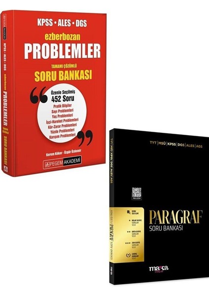 Pegem+Marka 2026 Kpss Ales Dgs Problemler+Paragraf Ezberbozan Soru Bankası Seti