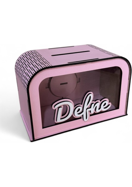 Kişiye Özel Isme Özel Ahşap Kumbara – Hediye & Para Biriktirme Kutusu - Pembe modelleri