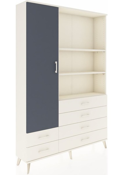 Arges Dolap 7 Raflı 6 Çekmeceli Tek Kapaklı 132X30X195 Aytaşı-Antrasit/aytaşı fiyatları