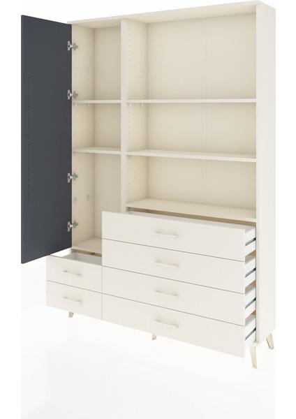 Arges Dolap 7 Raflı 6 Çekmeceli Tek Kapaklı 132X30X195 Aytaşı-Antrasit/aytaşı modelleri