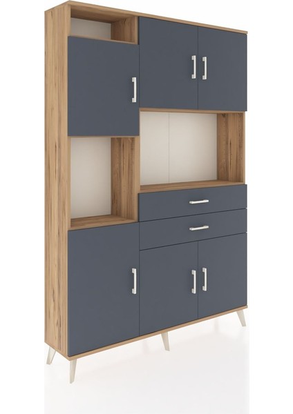 Arges Dolap 8 Raflı 2 Çekmeceli 6 Kapaklı 132X30X195 Çam-Antrasit/antrasit fiyatları