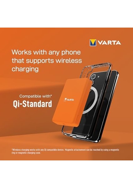 Power Bank 5.000MAH, Powerbank, Mag Pro Power On, Caricabatterie Portatile Con USB C, Compatibile Con E Qi (Per Compatibilità Con E ), Arancia modelleri