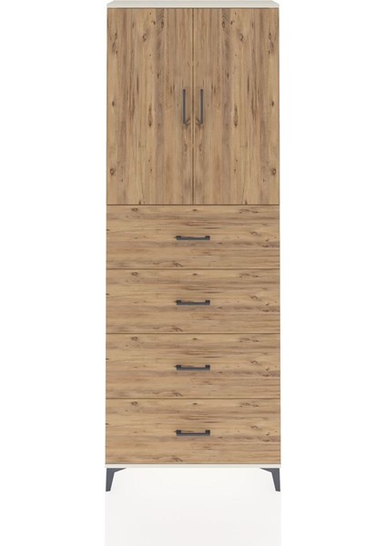 Arges Dolap 3 Raflı 4 Çekmeceli 2 Kapaklı 88X30X243 Aytaşı-Çam