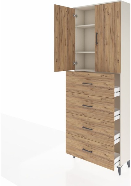 Arges Dolap 3 Raflı 4 Çekmeceli 2 Kapaklı 88X30X243 Aytaşı-Çam fırsatları