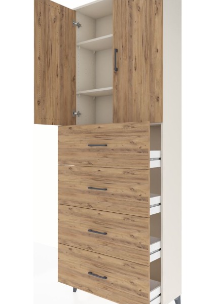 Arges Dolap 3 Raflı 4 Çekmeceli 2 Kapaklı 88X30X243 Aytaşı-Çam indirimleri