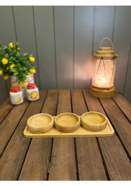 4'llü Bambu Stantlı Çerezlik-Kahvaltılık Kase Seti-Bambu Kuruyemişlik Seti-Şık Tasarım-Çerez Tabağı indirimleri