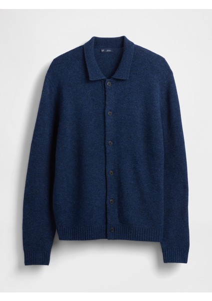 Erkek Mavi Merino Yünü Karışımlı Hırka Kazak fiyatları