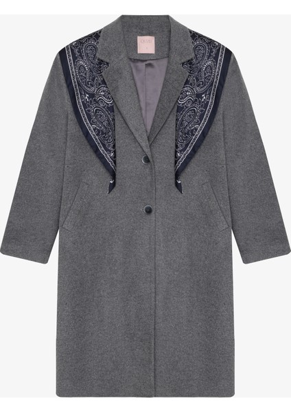 Fularlı Oversize Kaşe Kaban Antrasit