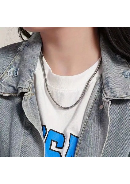 Loft Düz Unisex 925 Ayar Gümüş Yılan Zincir Kolye