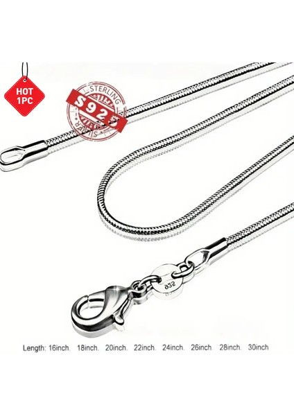 Loft Düz Unisex 925 Ayar Gümüş Yılan Zincir Kolye modelleri