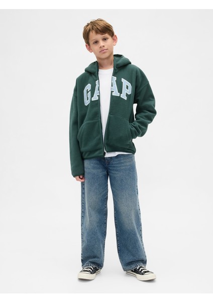 Erkek Çocuk Koyu Yeşil Vintagesoft Gap Logo Fermuarlı Sweatshirt modelleri