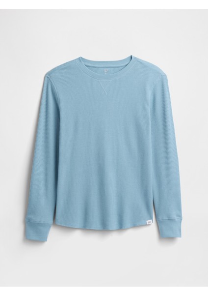 Erkek Çocuk Açık Mavi Waffle-Knit T-Shirt