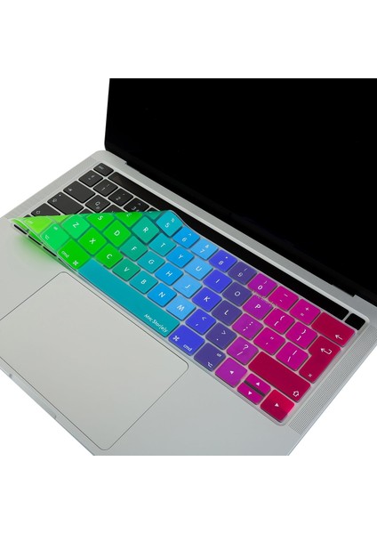 MacBook Klavye Koruyucu Silikon Kılıf Avrupa Ingilizce Baskılı Uk-Ters L Enter Tipi Touchbar Pro 13-15 Inç A1706,A1989,A2159,A1707,A1990 Uyumlu,ince Hafif Yıkanabilir Klavye Filmi Pembe Yeşil