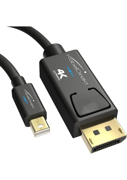 - Mini Displayport/mini-Dp (Thunderbolt)/displayport Kablosu - 2m (4K/60Hz ile UHD Çözünürlük, Sürüm 1.2, Bilgisayar ve Mac Için, Kilitlemeli Dp Fişi, Siyah)