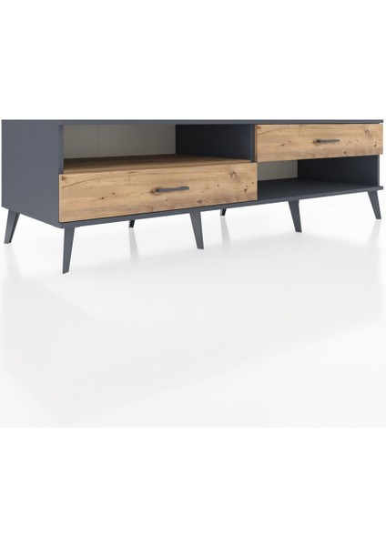 Kronos Tv Ünitesi Tek Raflı 2 Çekmeceli 176X59X51 Antrasit-Çam/çam fiyatları