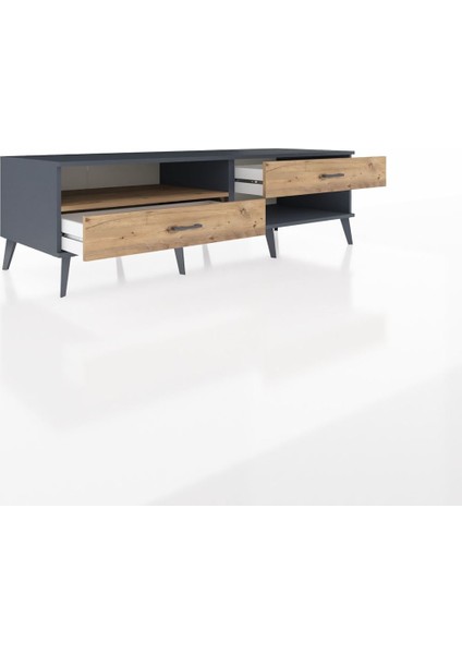 Kronos Tv Ünitesi Tek Raflı 2 Çekmeceli 176X59X51 Antrasit-Çam/çam indirimleri