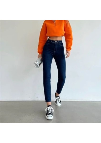 Kadın Slimfit Kot Kemerli Pantolon modelleri