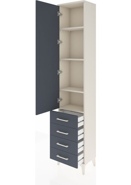 Arges Dolap 4 Raflı 4 Çekmeceli Tek Kapaklı 44X30X221 Aytaşı-Antrasit fırsatları