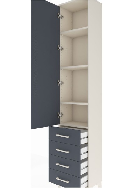 Arges Dolap 4 Raflı 4 Çekmeceli Tek Kapaklı 44X30X221 Aytaşı-Antrasit indirimleri