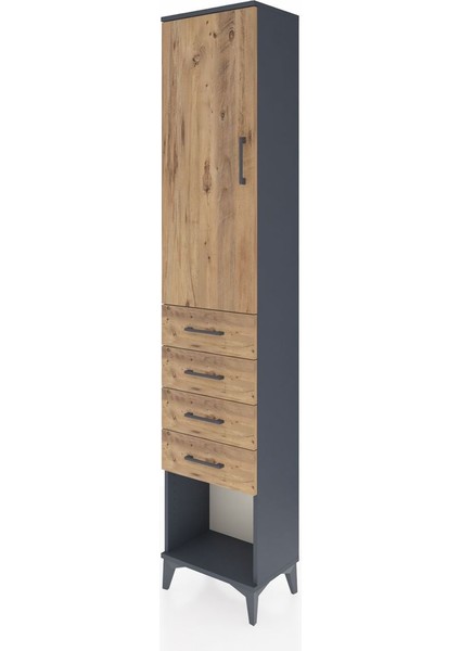 Arges Dolap 3 Raflı 4 Çekmeceli Tek Kapaklı 44X30X221 Antrasit-Çam modelleri