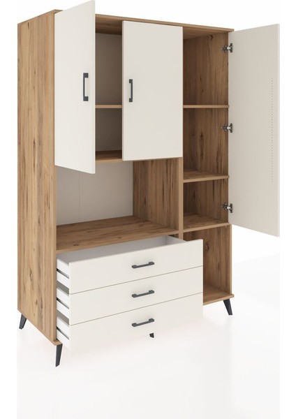 Kronos Dolap 6 Raflı 3 Çekmeceli 3 Kapaklı 132X59X195 Çam-Aytaşı/aytaşı indirimleri