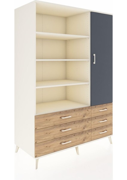 Kronos Dolap 8 Raflı 6 Çekmeceli Tek Kapaklı 132X59X195 Aytaşı-Antrasit/çam fiyatları